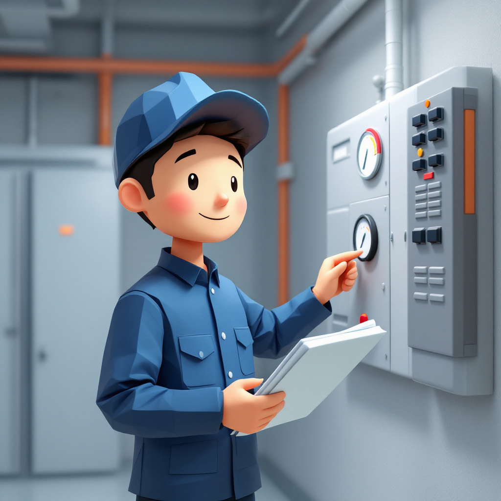 ビル設備管理員(電気工事士+設備資格)のキャラクターイラスト
